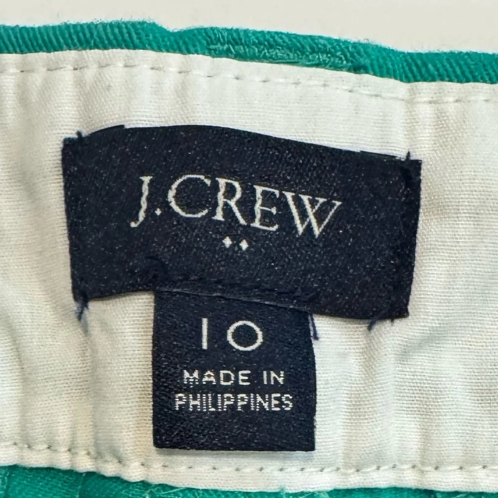 J Crew Scalloped Hem Shorts Green Cotton Preppy Summer Size 10 - Picture 4 of 7